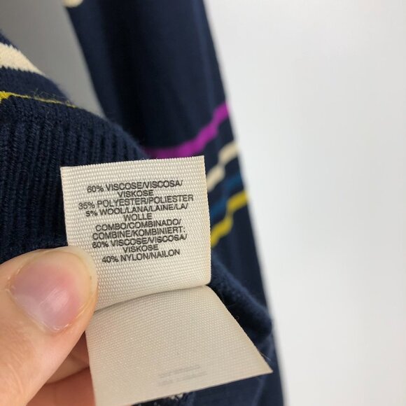 Rachel Roy Navy & Multicolor Striped Knit Longsleeve Cropped Sweater size L - Picture 8 of 10